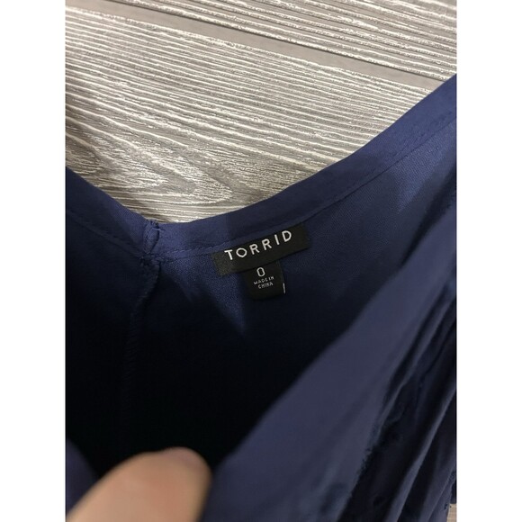 Torrid Navy Maxi Challis Trapeze Dress - Size 0 - Picture 5 of 11